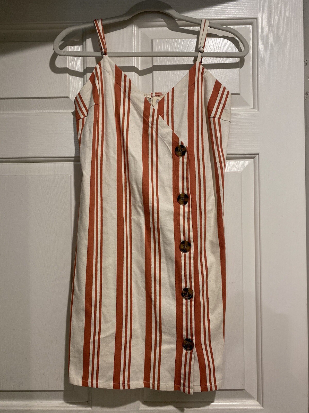 Sky And Sparrow Sleeveless Dress Women’s Size Large Rust Ivory Stripe B90