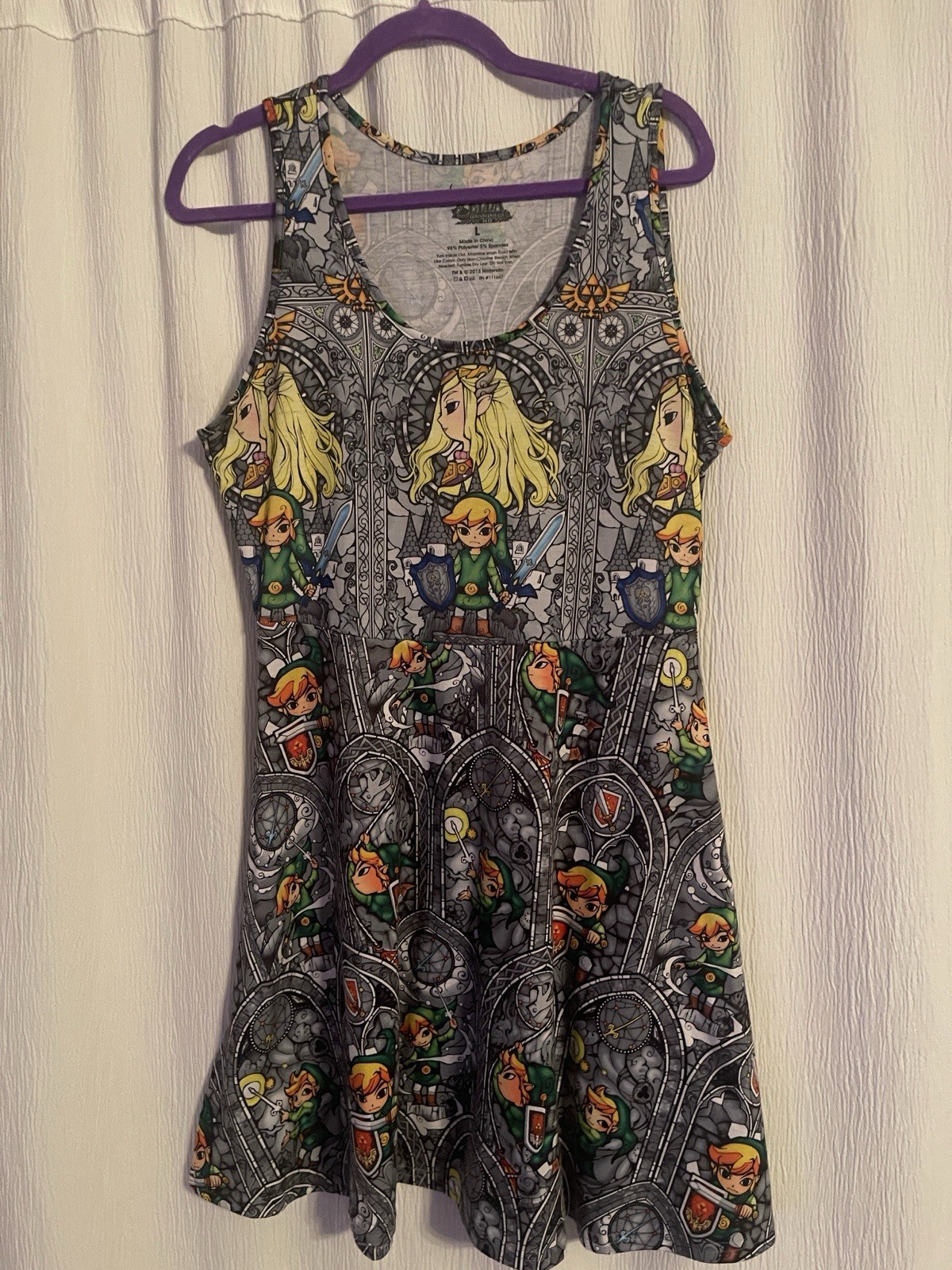 Nintendo Zelda Wind Waker HD Link Skater Fit & Flare Dress L Stretch