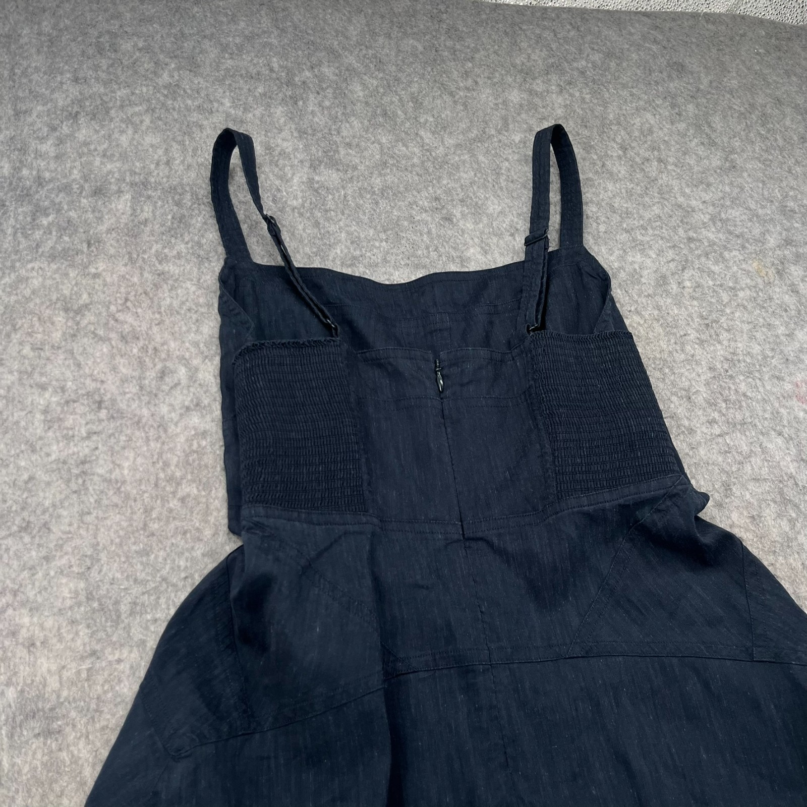 A.L.C. Navy Blue Harlow Linen Sleeveless Midi Dress Size 8
