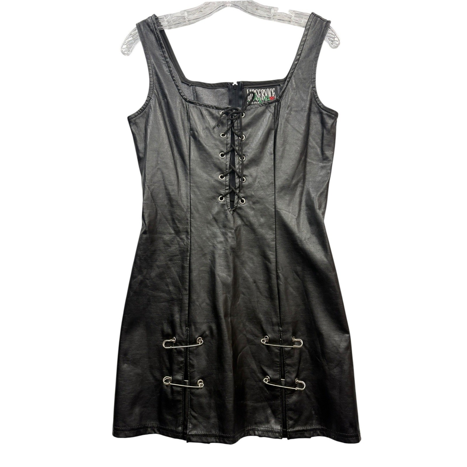 Vintage Lip Service Faux Leather Mini Dress Gothic Punk Club Grunge Y2K M
