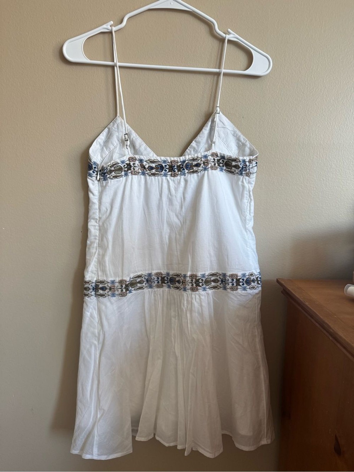 Abercrombie & Fitch White Embroidered Skort Dress V-Neck Spaghetti Strap XS NWT