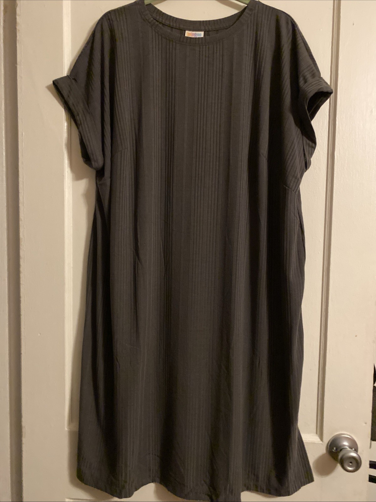 LuLaRoe Chelsea Shirt Green Ribbed Dress Womens Size 2XL Short Sleeve NWT
