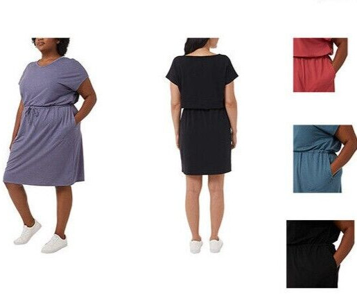 32 Degrees Women’s V Neck Soft Lux Dress Short Sleeve Pockets