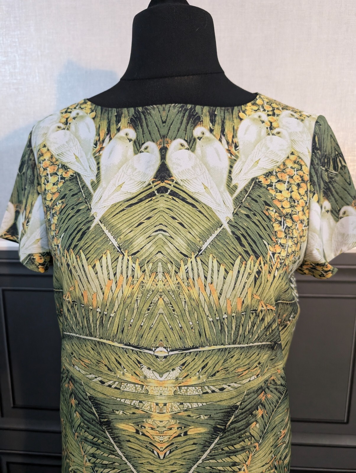 TED BAKER DONDRI Green Dove Print Shift dress uk10