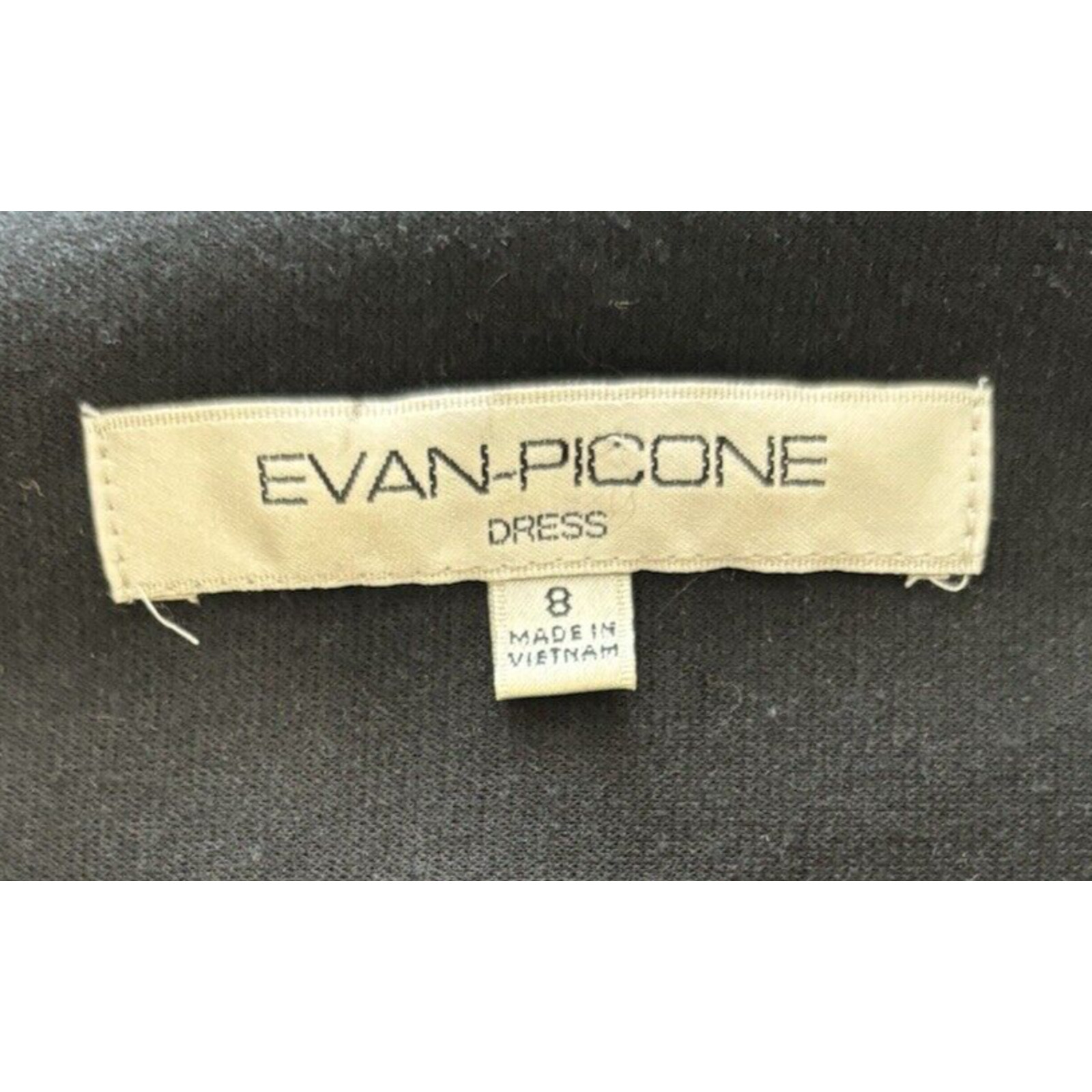 Vintage Evan Picone Black Elegant Short Sleeve Dress Scoop Neckline Size 8