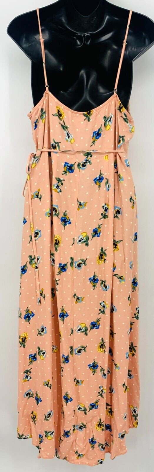 FOREVER 21 Wrap Dress Peach Floral Side Tie Sleeveless Ruffle Womens Plus 2X