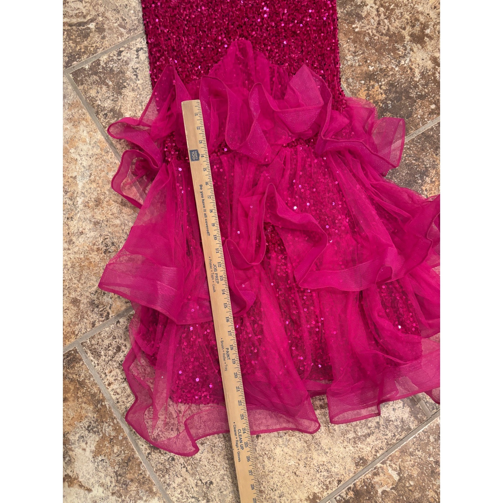 Faeriesty Sequin Mermaid Gown Womens XL Pink Ruffle Tulle Formal Dress NWT