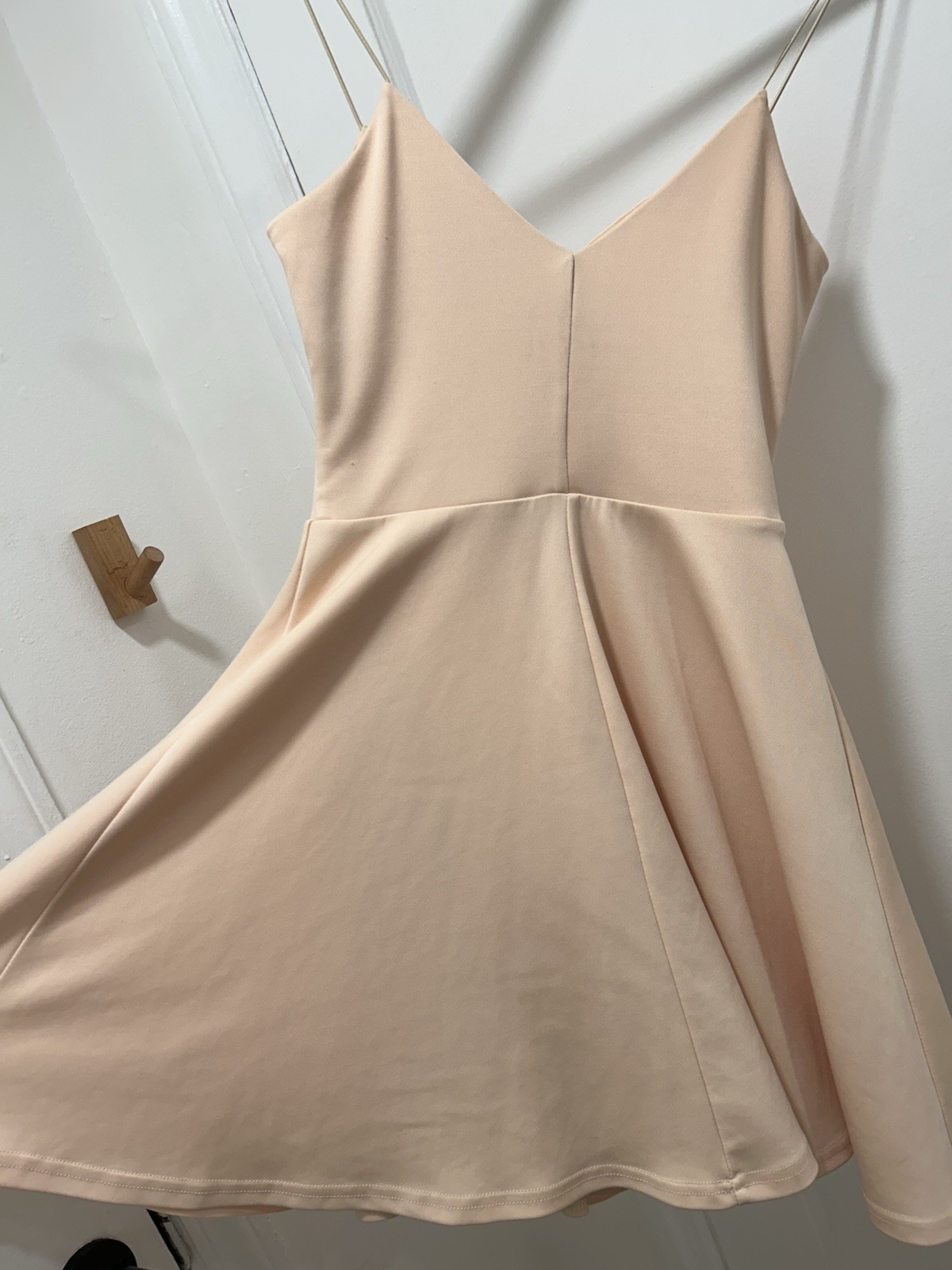 ASOS Womens US 2 Beige Solid Fit & Flare Short Dress V-Neck Sleeveless Straps