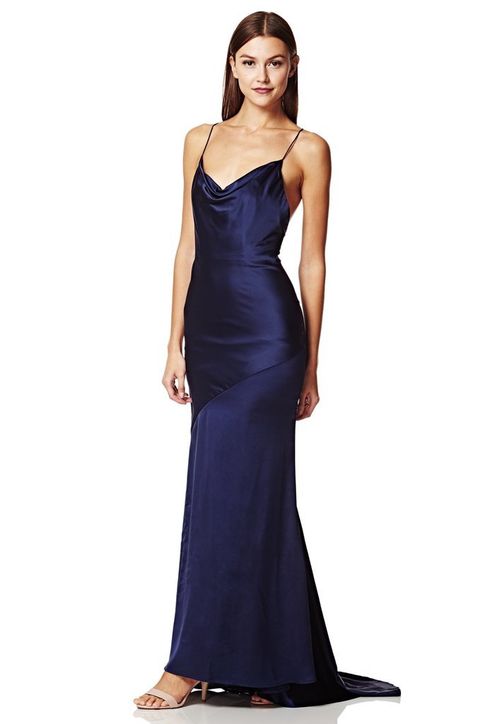 New $315 Jarlo Women’S Blue Roxanne-Bespoke Fishtail Hem Gown Dress Size Us 10