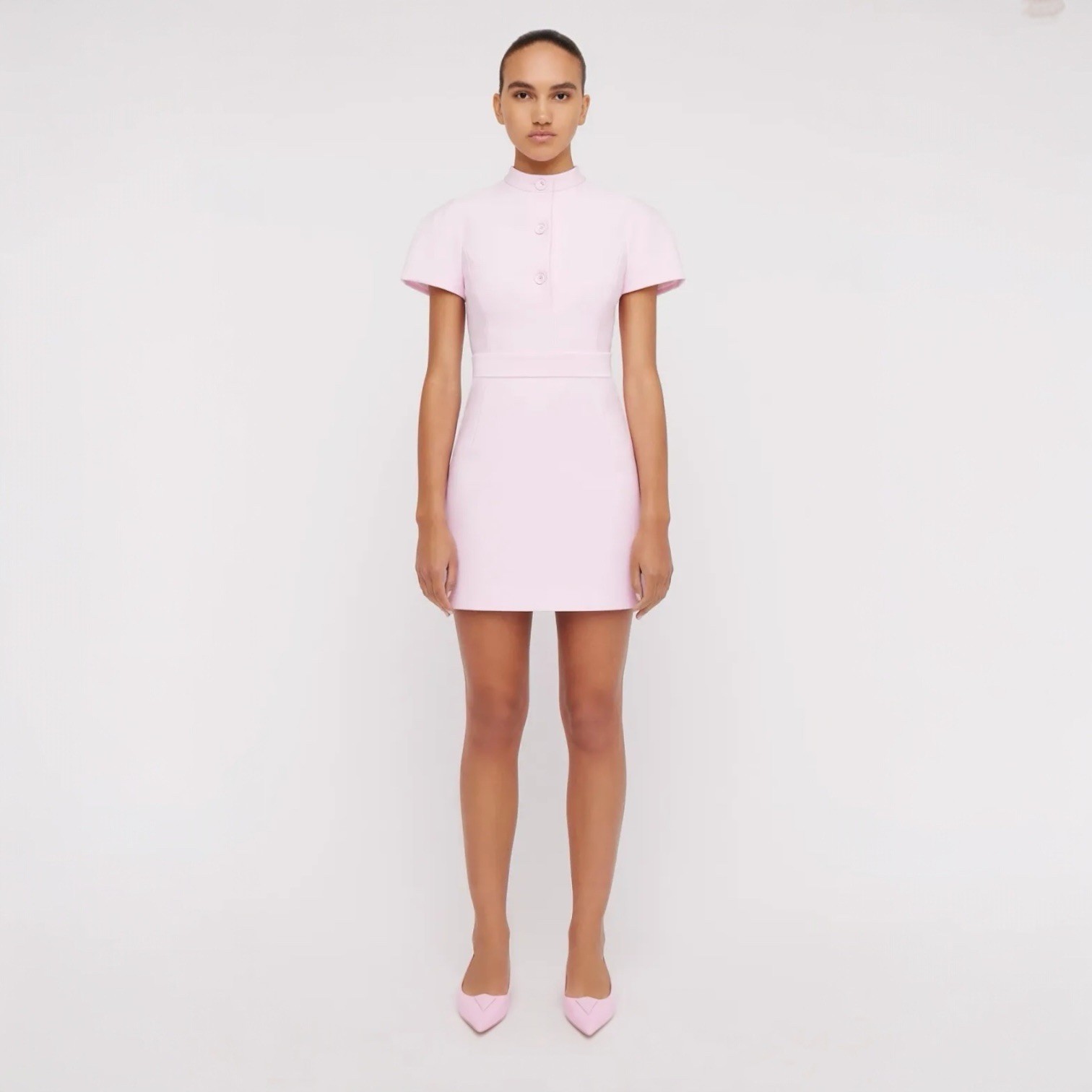 Scanlan Theodore Italian Milano Button Mini Dress Size AU 10 / US 6 Pink