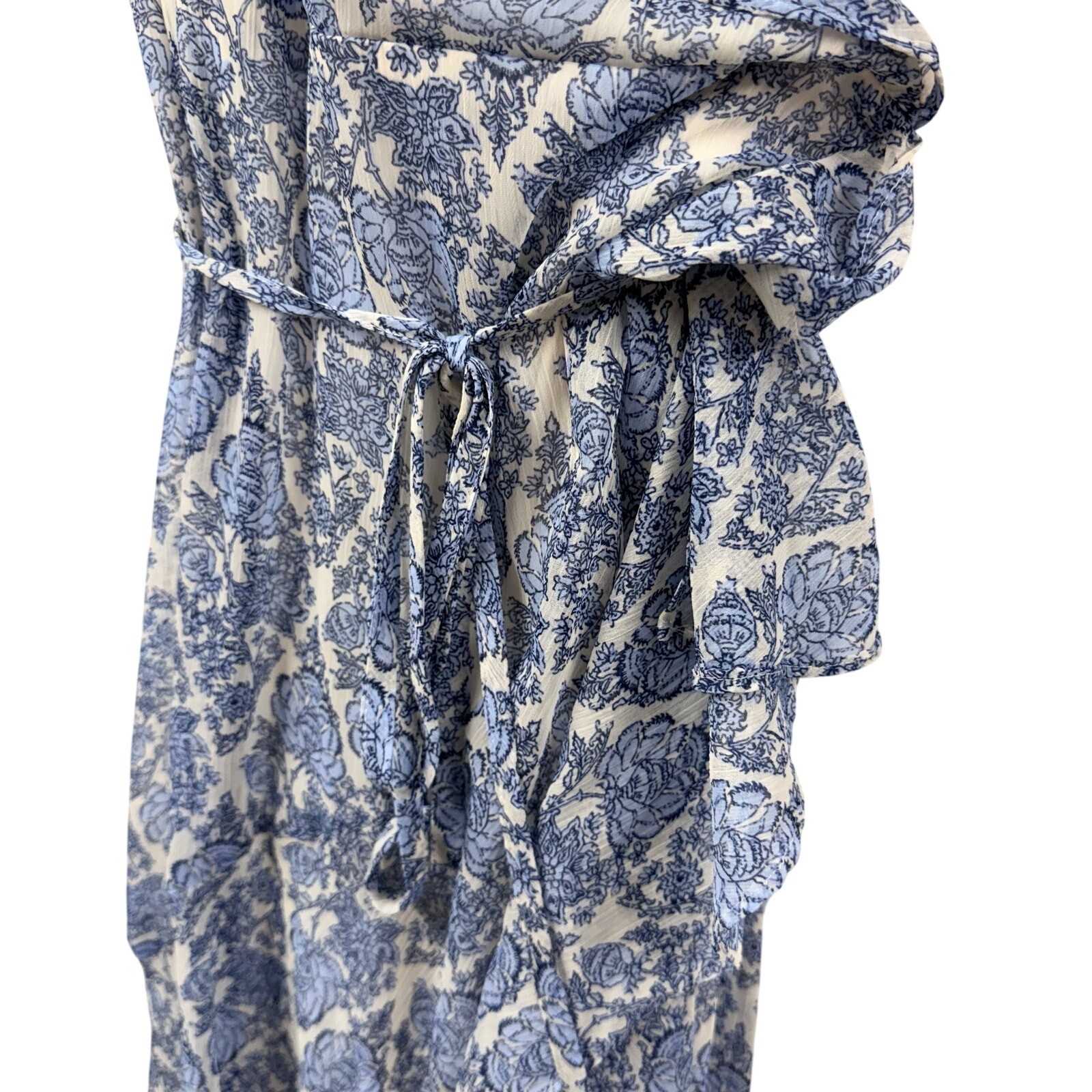 LC Lauren Conrad Hi Low Floral Wrap Dress Ruffle XXL Blue NWT