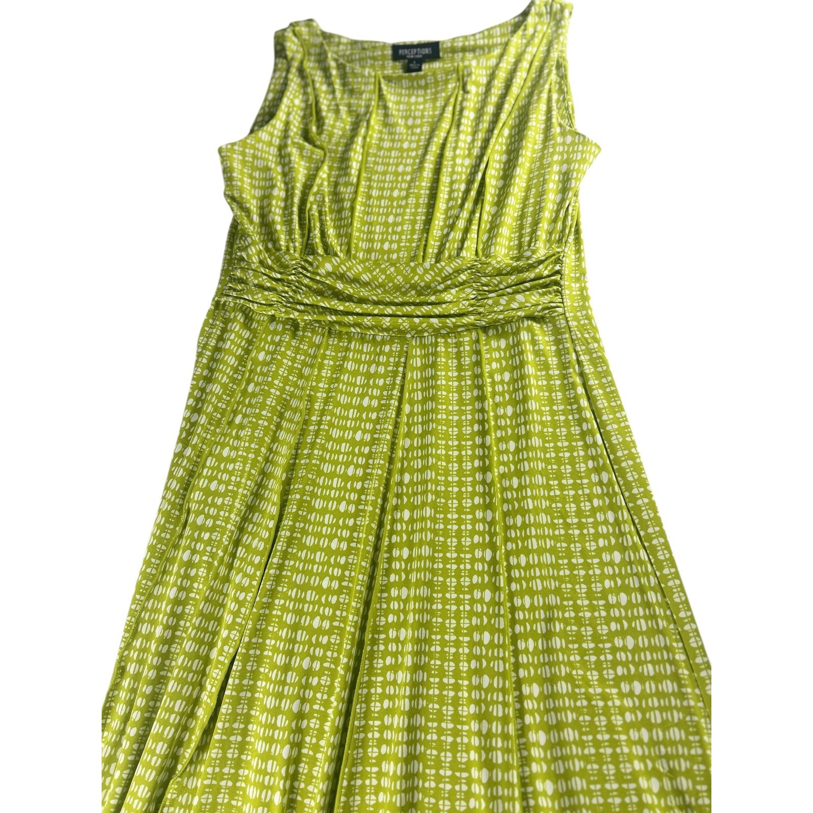 Perceptions New York Lime Geometric Sleeveless Maxi Dress Large P21344J NWT