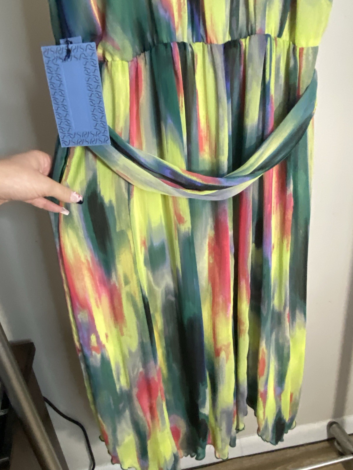 Bold contemporary dopamine dressing| wearable art midi dress