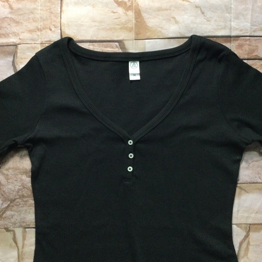 Alternative Apparel Kohls Womens Dress sz M Medium new Black Henley Top T-Shirt