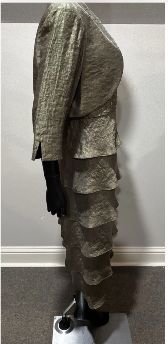 R&M Richards 2 pc tiered dress set in shimmery Cocoa Taupe sz 10 evening