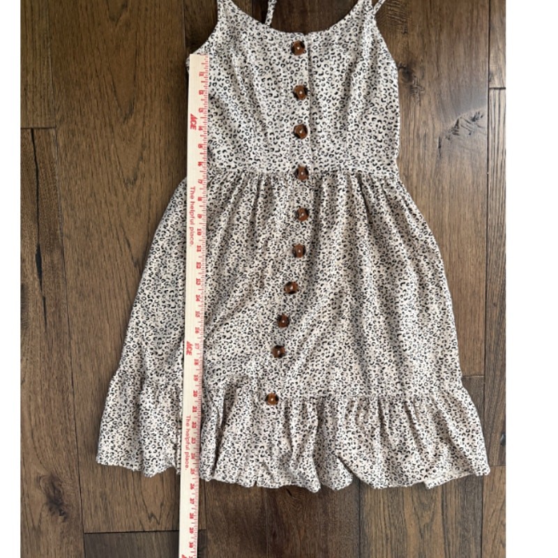 Japna Cheetah Print Button Front Smocked Sundress Ruffle Hem Size S