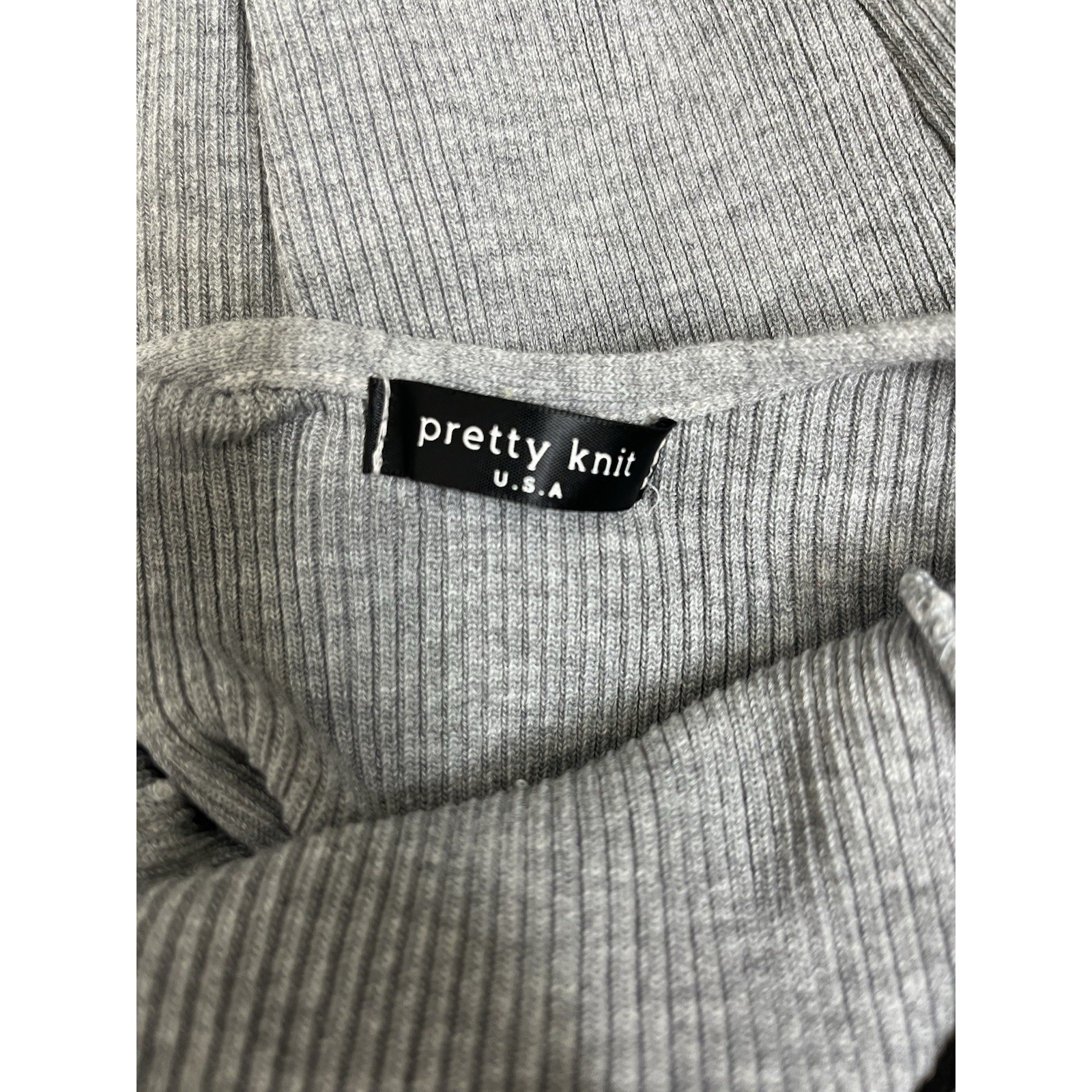 Pretty Knit Bodycon Dress Womens Large Gray New Open Back Ribbed Zip Front