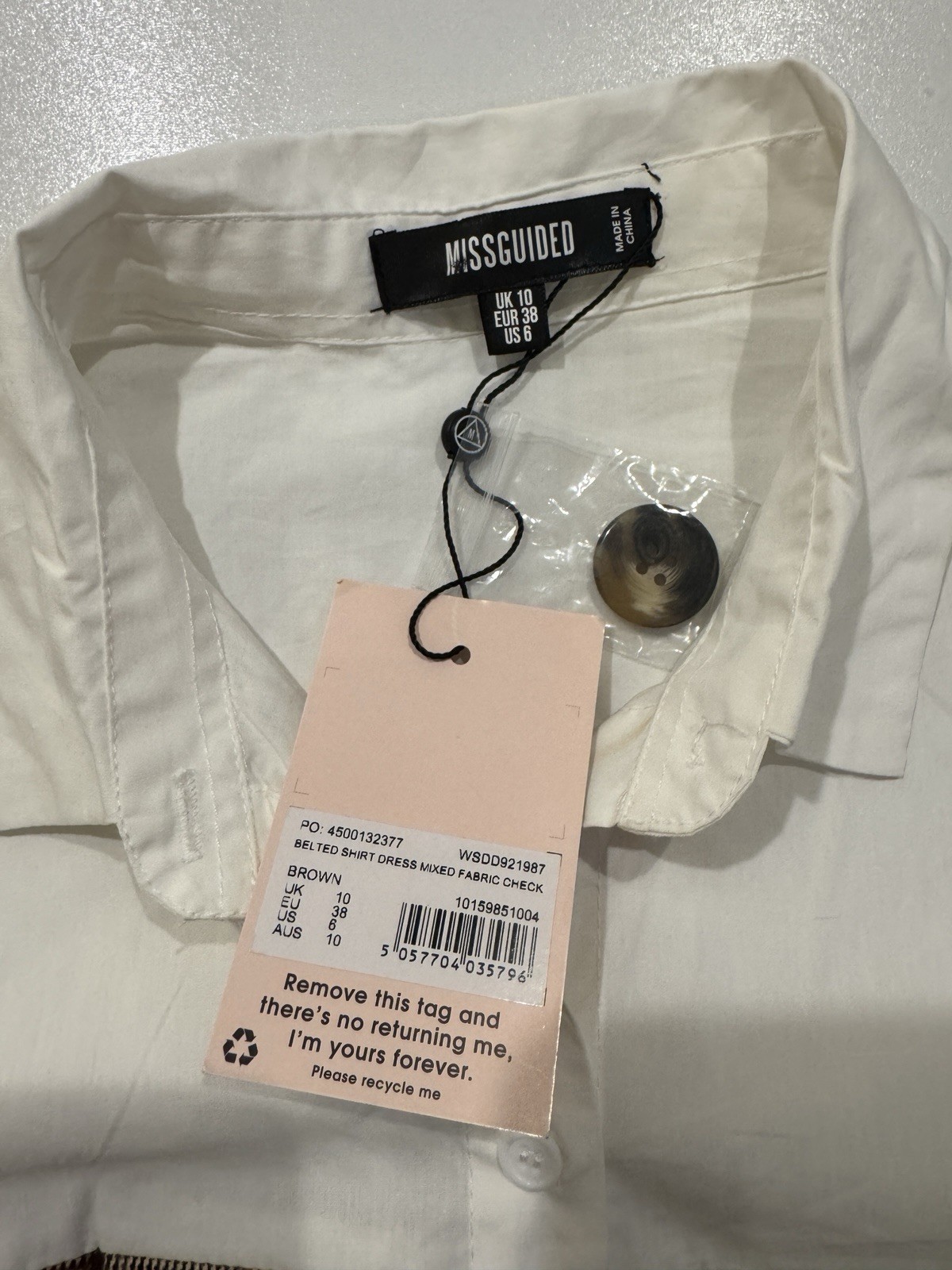 Misguided NEW w/tags Plaid Contrast Blazer Dress White Shirt Bodice Belted Sz 6