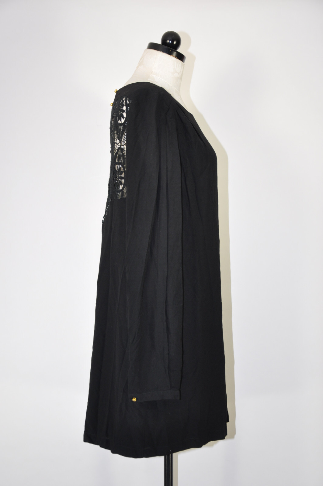 Twelfth Street Black Rayon Crochet Lace Back Whimsigoth Witchy Dress Women L