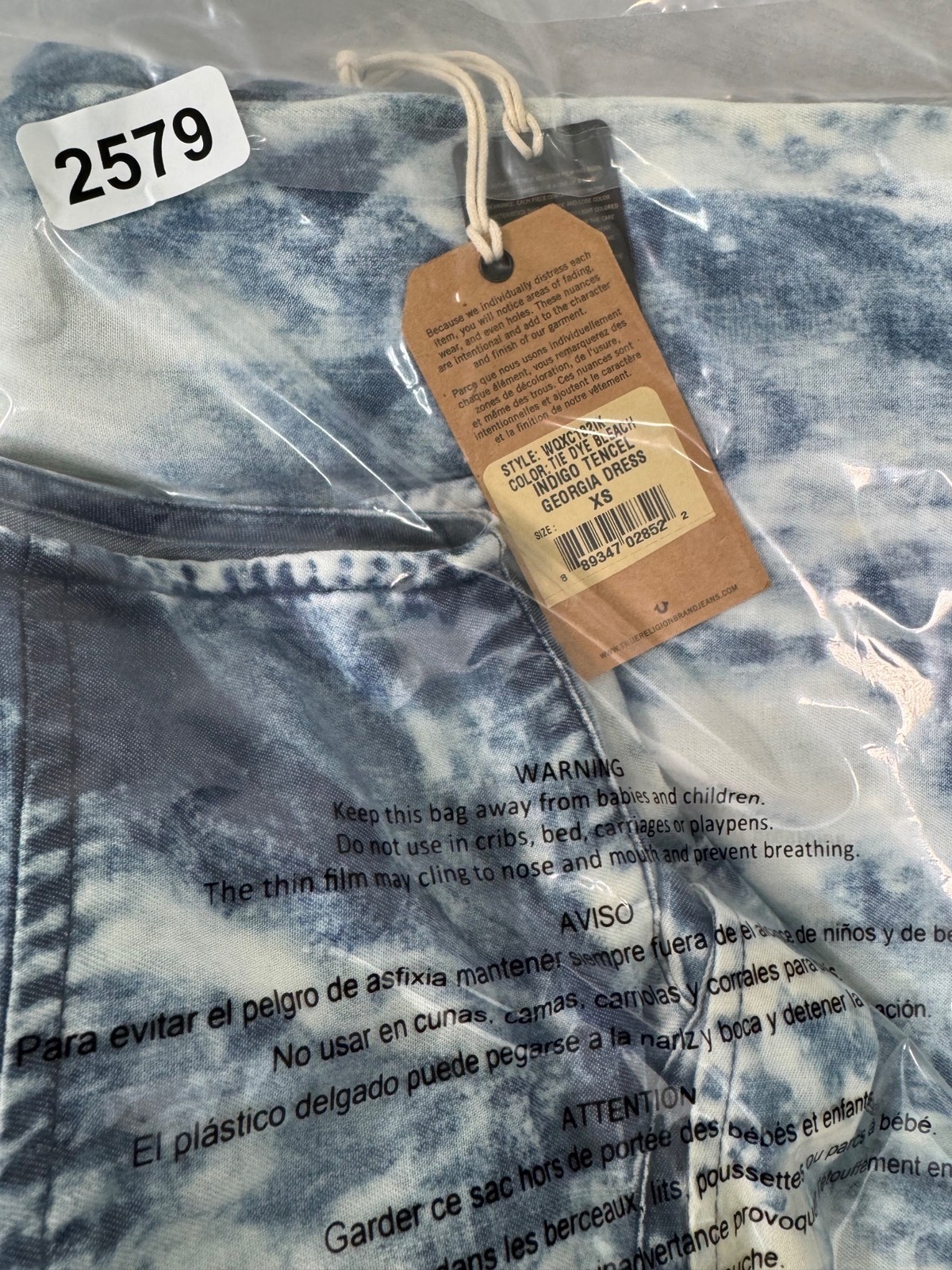 True Religion Womens Tie-Dye Sleeveless Indigo Tencel Georgia Dress XS Travel