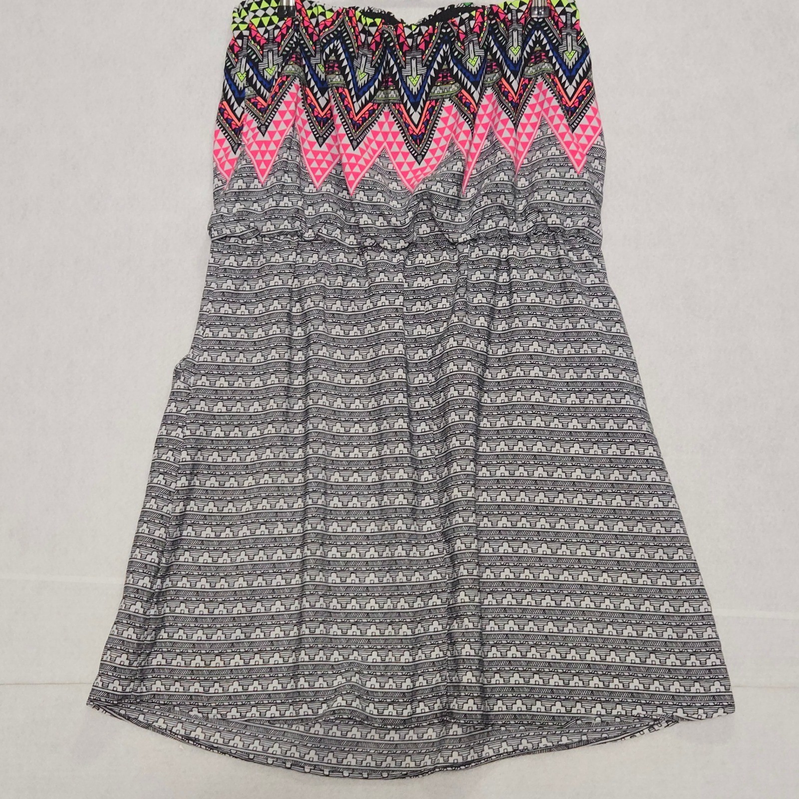 Xhilaration Strapless Maxi Dress Aztec Print Elastic Waist Pockets XL ptp: 21″