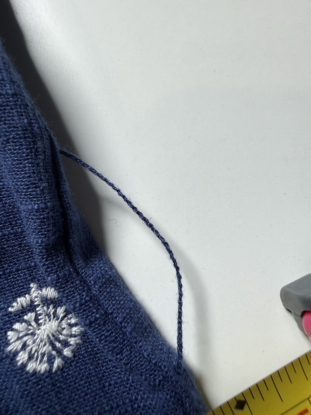 A Loves A XS Navy Blue Embroidered Cotton Peasant Dress Lined Pockets Boho puff