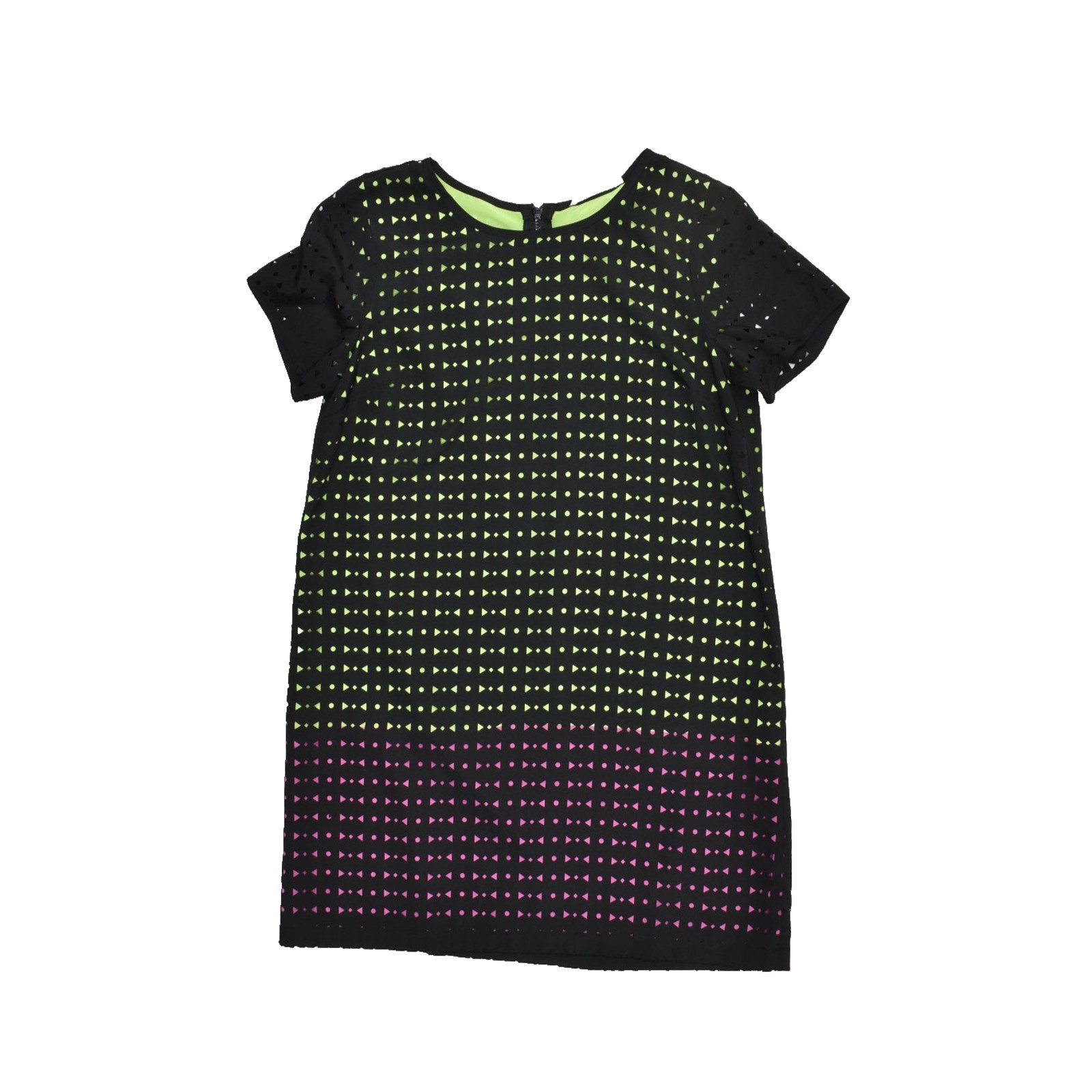 MICHAEL Michael Kors Black Neon Green Pink Geometric Laser Cut Sheath Dress 10