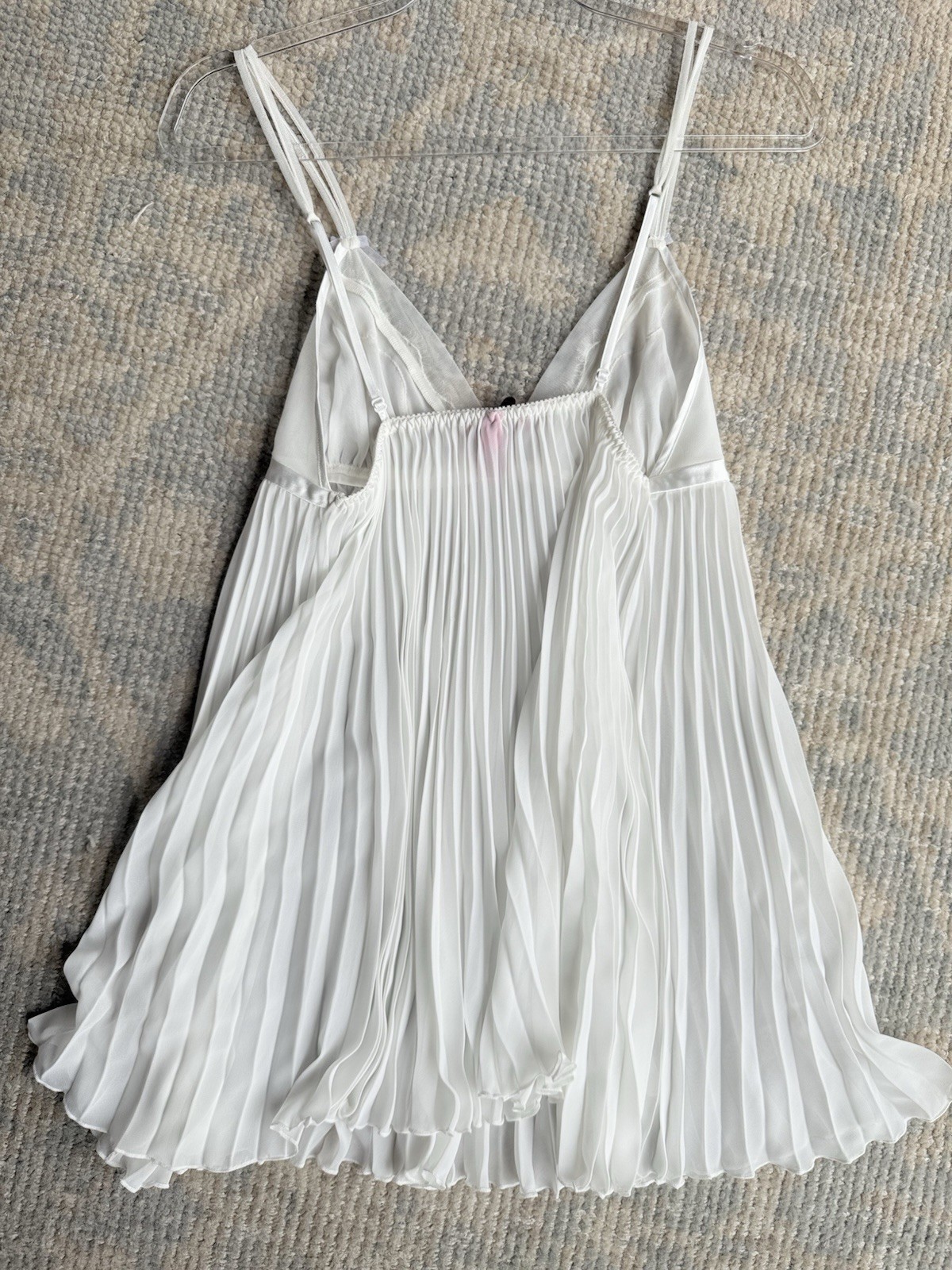 Betsey Johnson Intimates Pink Babydoll Dress Ruffle Trim Green Ribbon Y2K Sz M