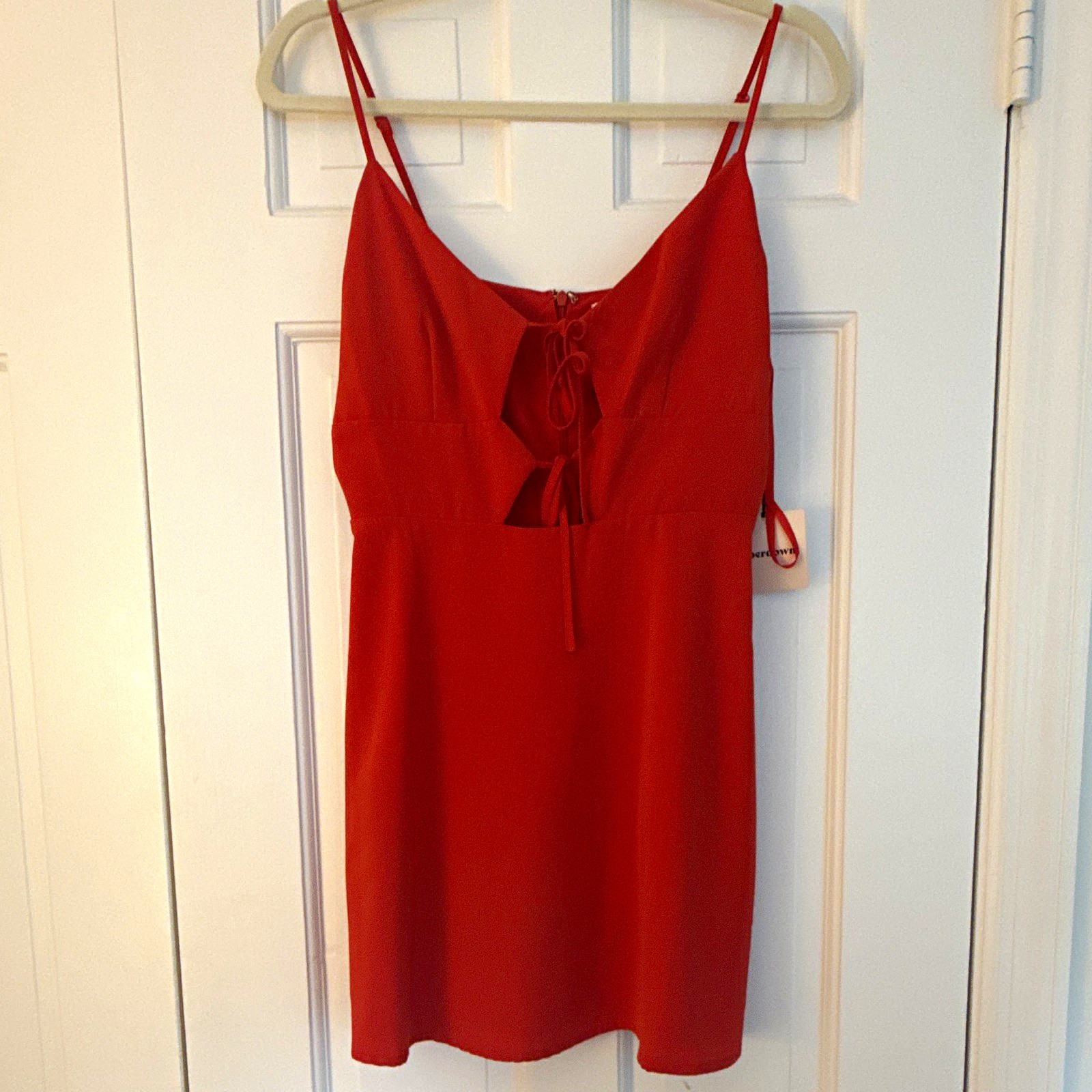 superdown Red Solid V-Neck Strappy A-Line Mini Dress Party/Cocktail S