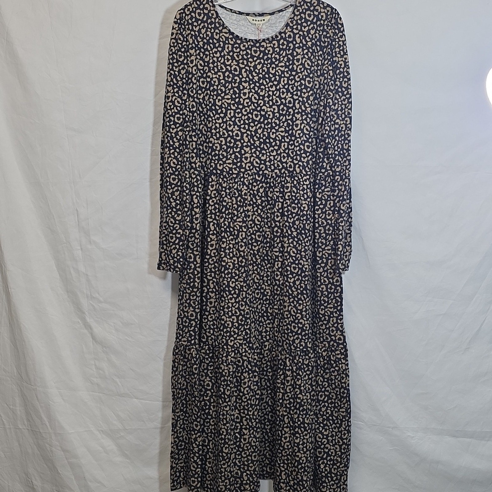 Boden Navy and Beige Patterned Dress Size 16R