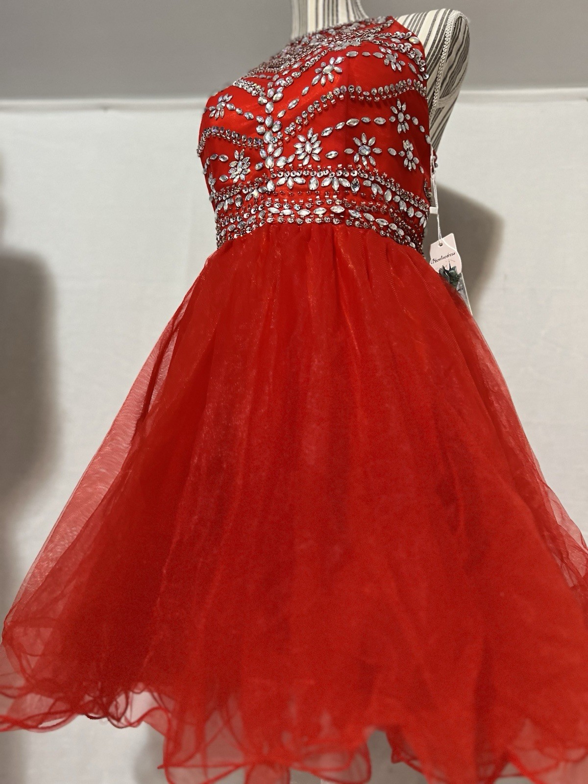 Prom Princes Party Rhinestones Mini Dress Sz S 4 Cocktail Babydoll NWT Gala #3