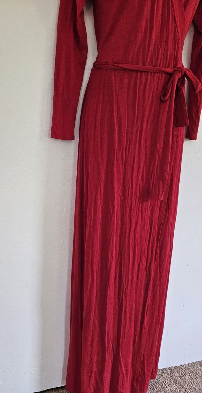 Got Style USA Red Wrap Crossover Maxi Dress size Medium Long Sleeve V-Neck