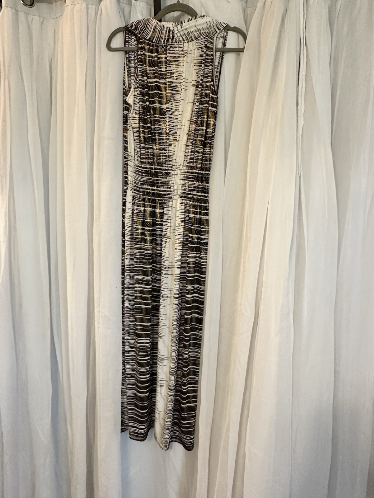 Seven Islands Brown, Cream And Gold Sleeveless Maxi Dress