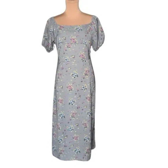 Disney Parks Womens Aladdin Jasmine Floral Print Midi Sundress Dress Gray Sz XL