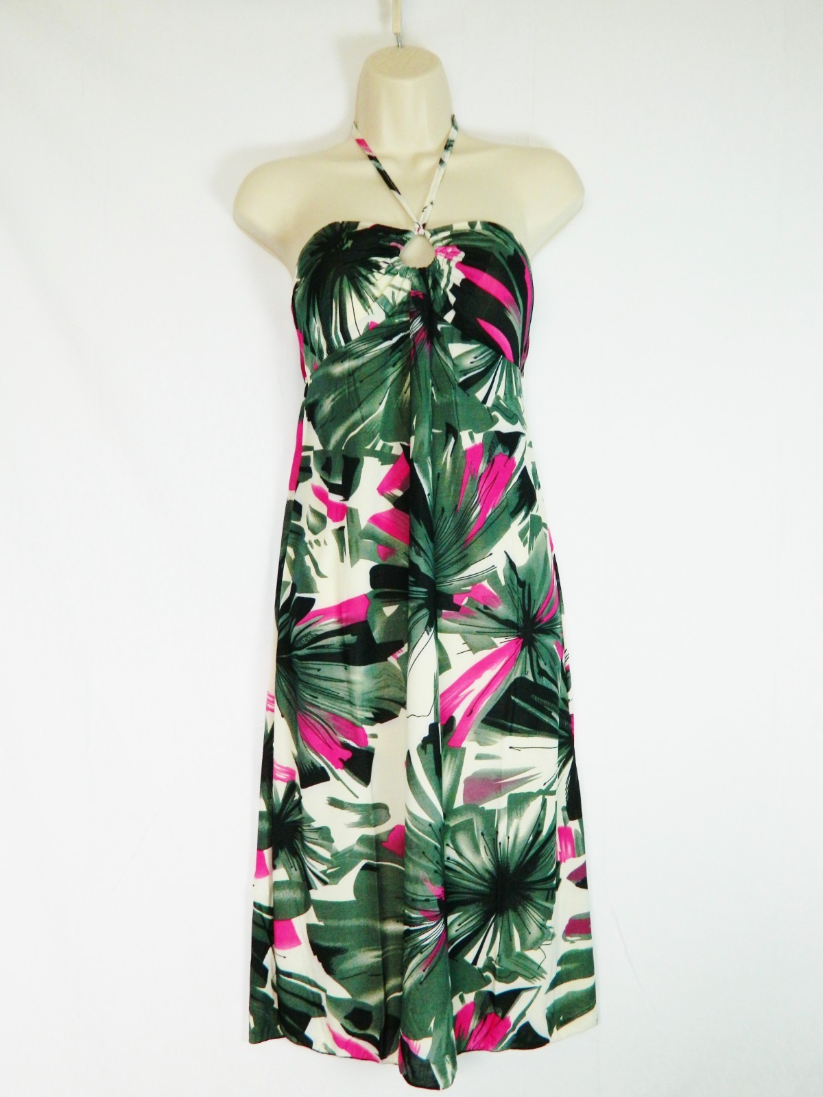 Sleeveless Sundress, Summer Beach Dress, Pink Gray Black, Size Medium 051