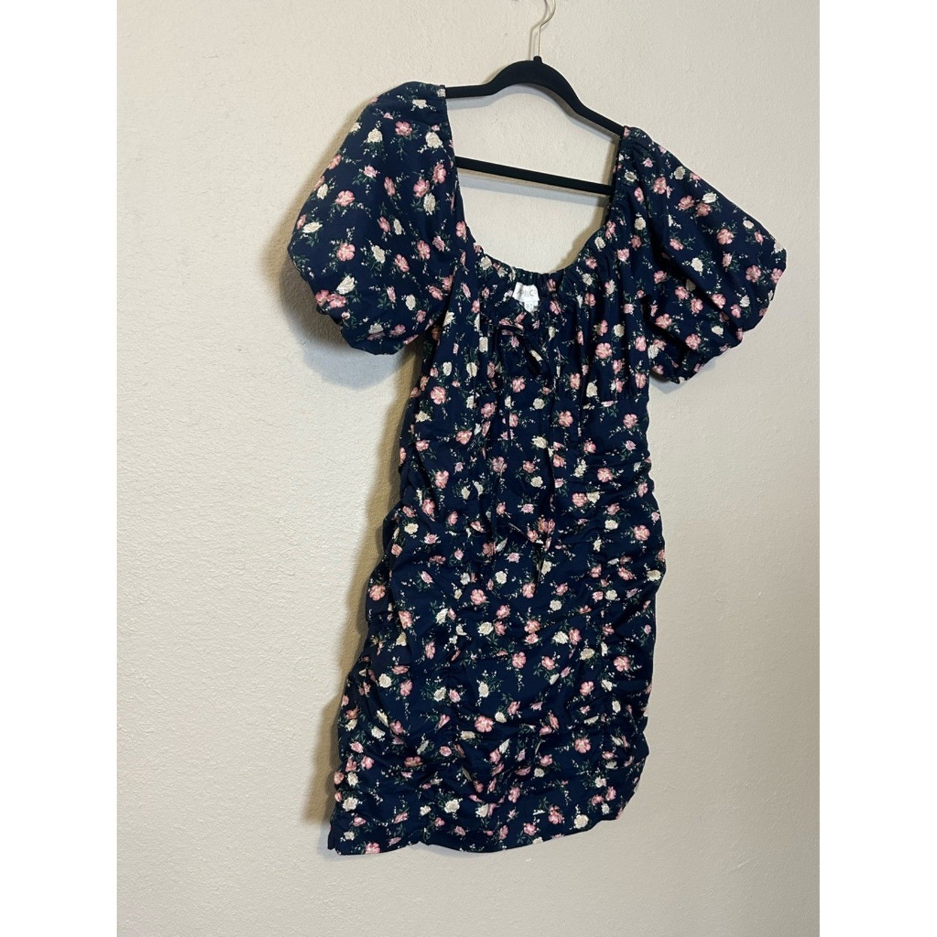Apricot Milkmaid Dress Cottagecore Smocked Floral Mini Dress Size Large NWT