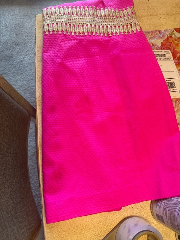 Lilly Pulitzer Ashlyn Shift Dress in Pink and Gold, Size 10