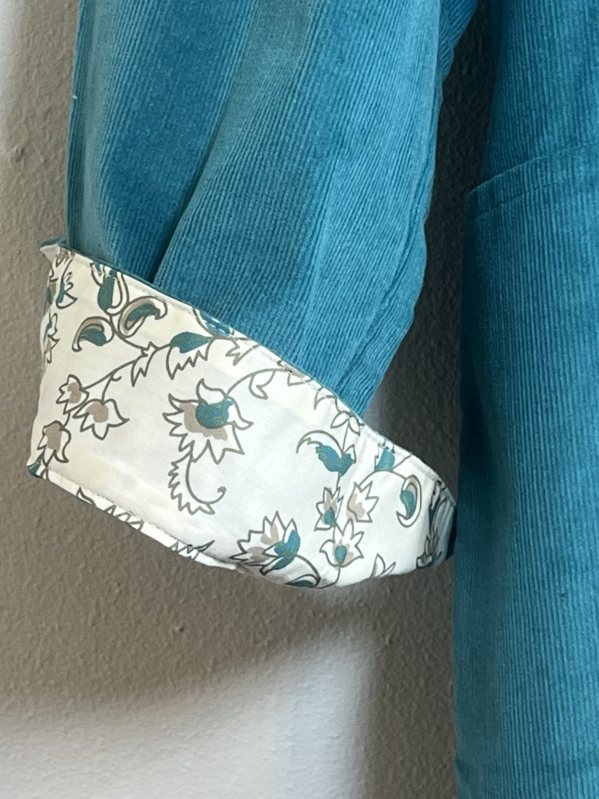 Teal Blue Corduroy Button Front & Pockets Denim & Co. Shirt Dress Sz: XL