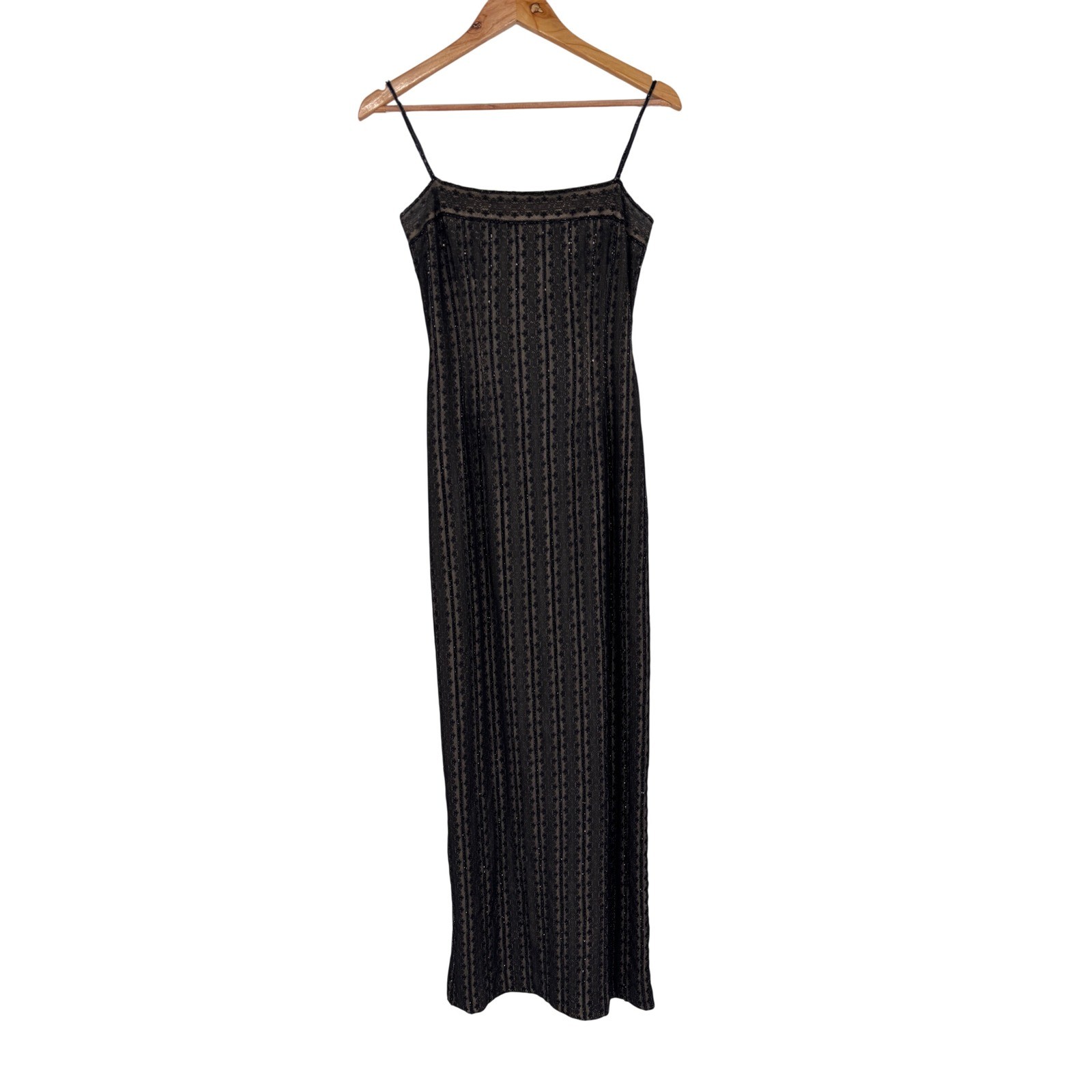 Carmen Marc Valvo Beaded Column Maxi Dress Womens 4 Vintage 90s Glam Formal