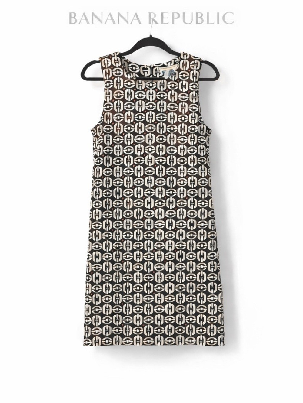 Banana Republic Brown & White Geometric Dress