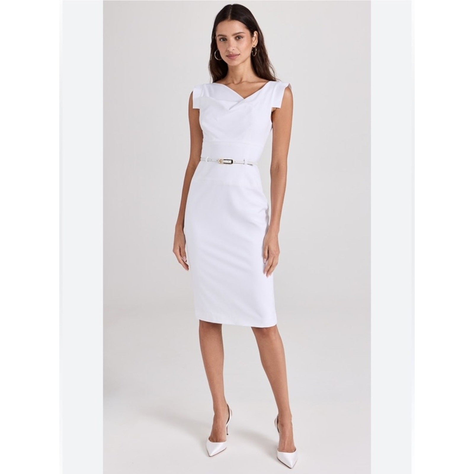 NWT Black Halo Jackie O Belted Dress White Size 2