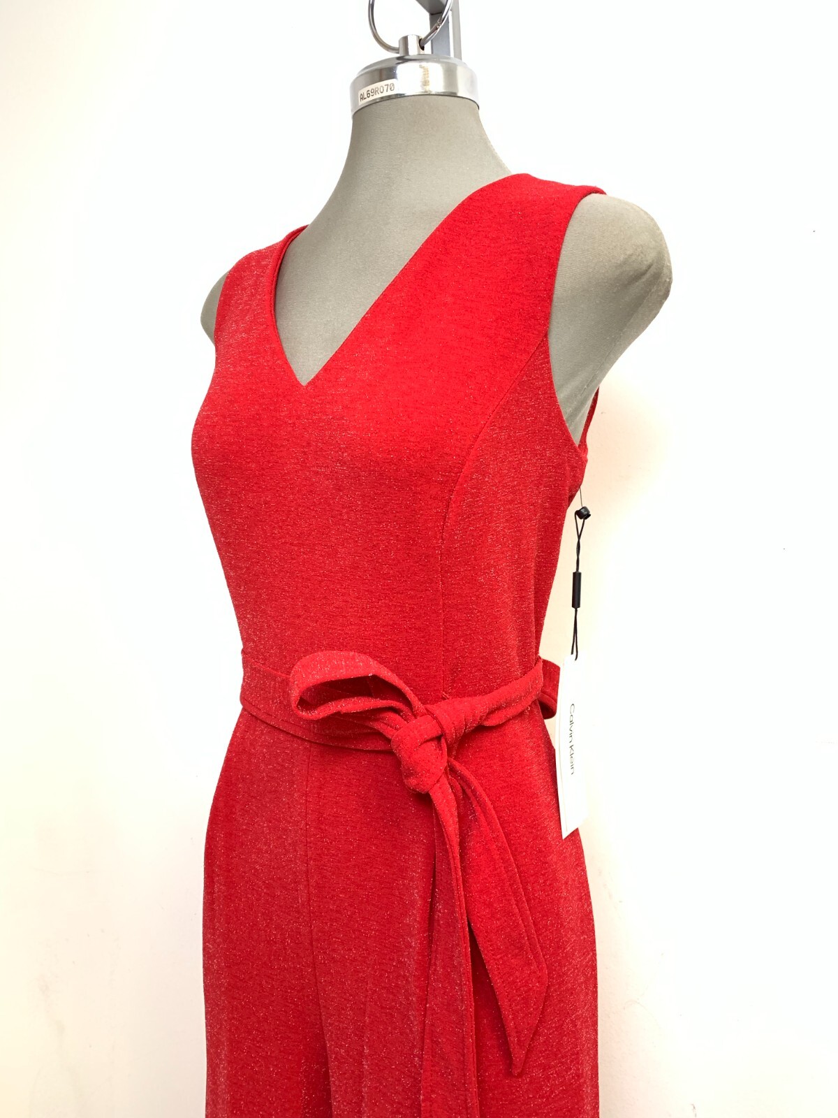NEW Calvin Klein Elegant RED / SILVER Metallic Women’s Jumpsuit Romper size 4