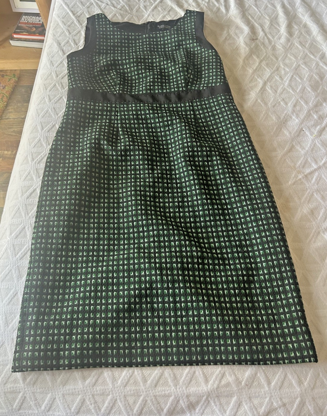 Black Label by Evan-Picone Green Black Fit & Flare Dress Size Unknown