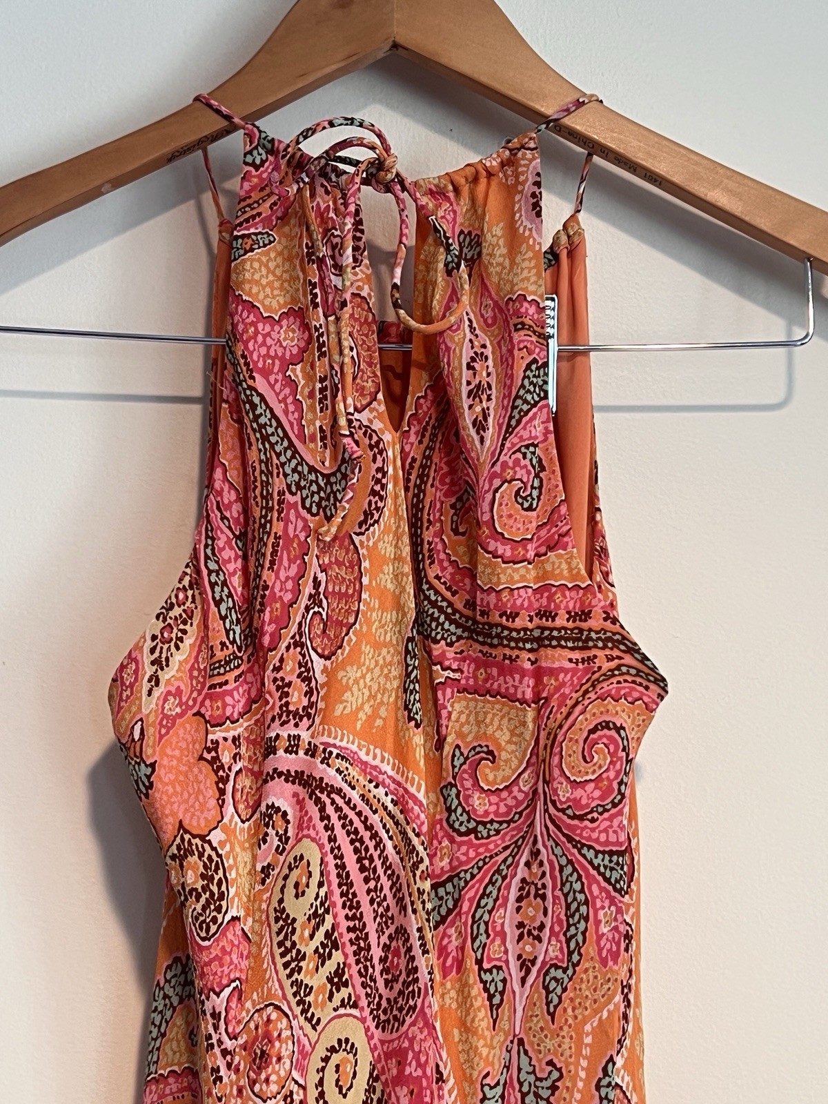 Ann Taylor Halter Silk Midi Dress Sz 2 Paisley Boho Y2k Summer Wedding Tropical