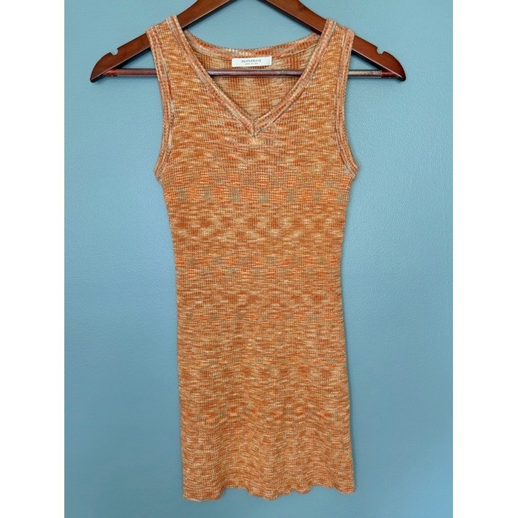 Peppermayo Sleeveless Knit Mini Dress in Marled Orange Boho Summer | Size 4