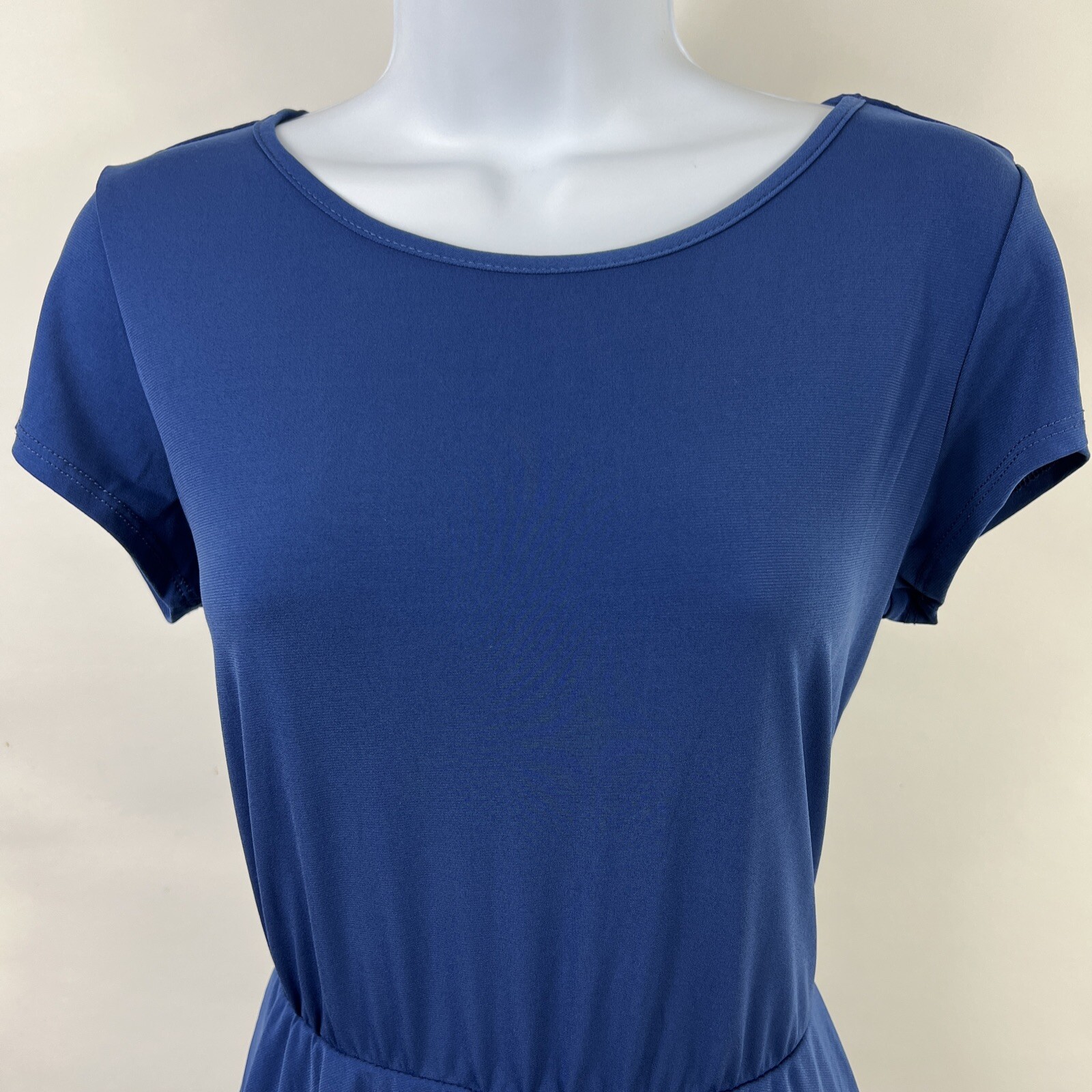 Elementz Pencil Dress Women’s Medium Short Sleeve Blue Ruffle Polyester Blend