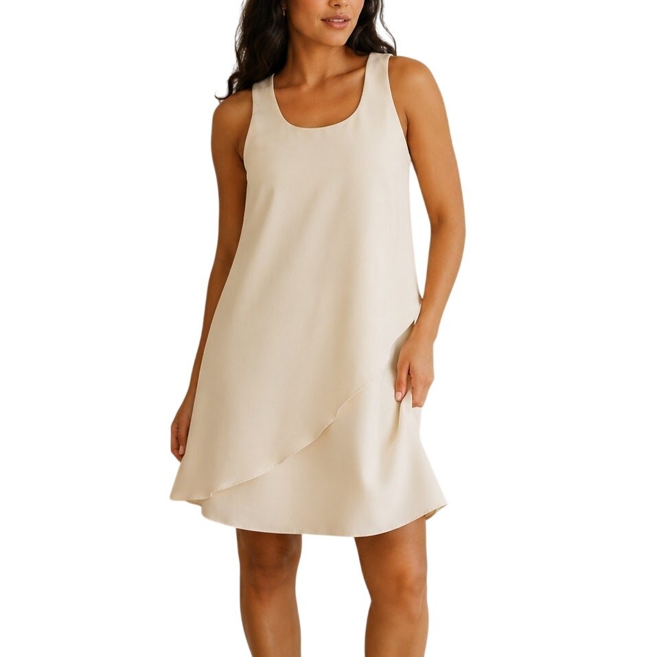 Anthropologie Petticoat Alley Dress Medium Cream Ivory Sleeveless Layered Shift