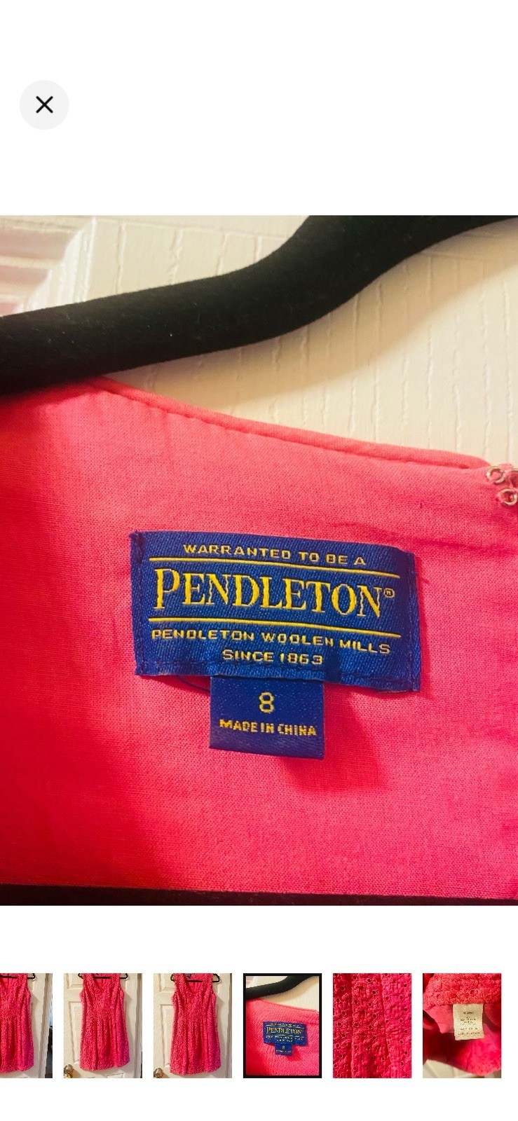 Pendleton Pink Lace Embroidered V-Neck Sleeveless A-Line Lined Dress size 8