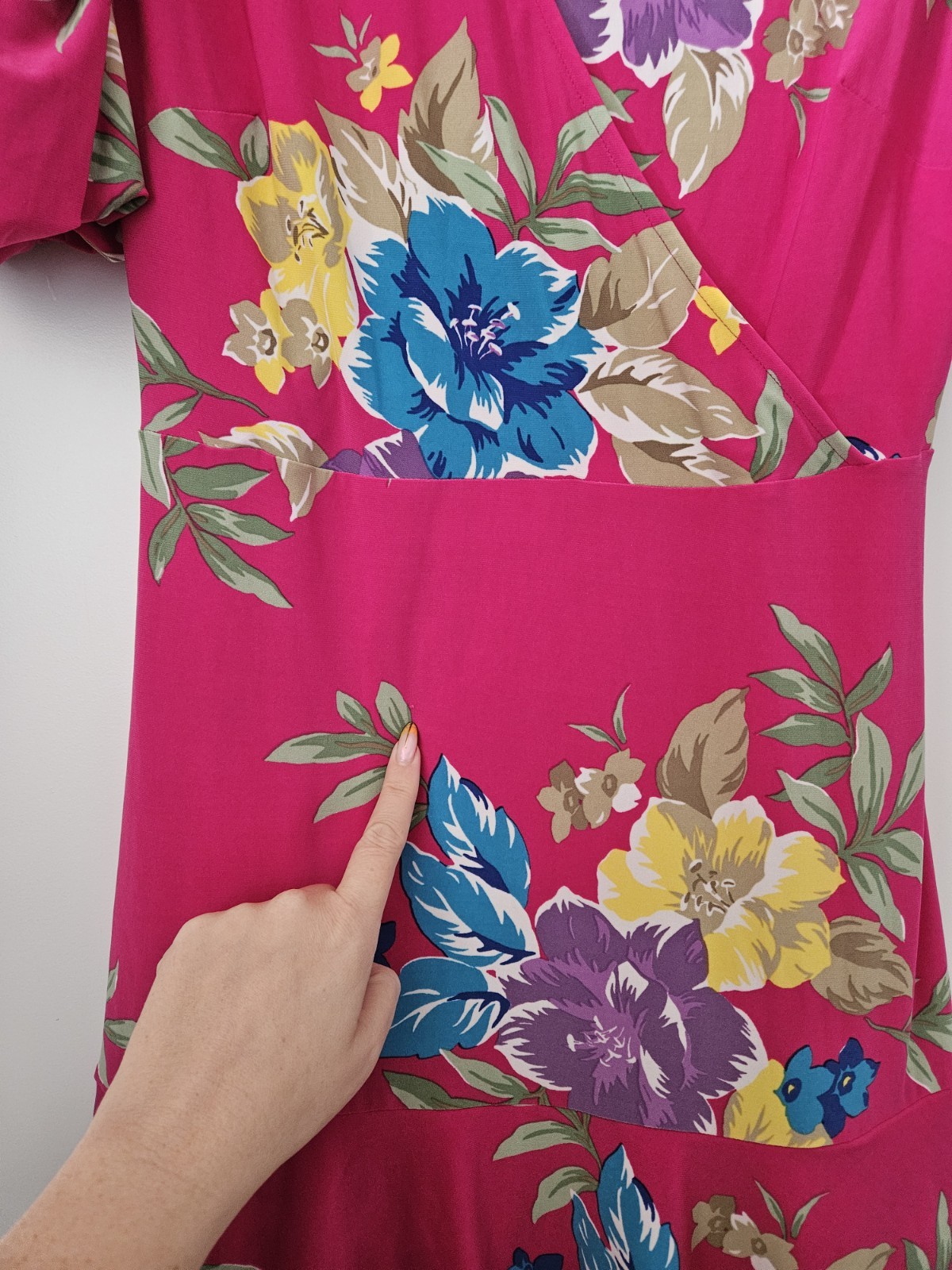 NWT! Lauren Ralph Lauren Pink Floral Jersey Wrap Dress Short Sleeve Ruffle 10P