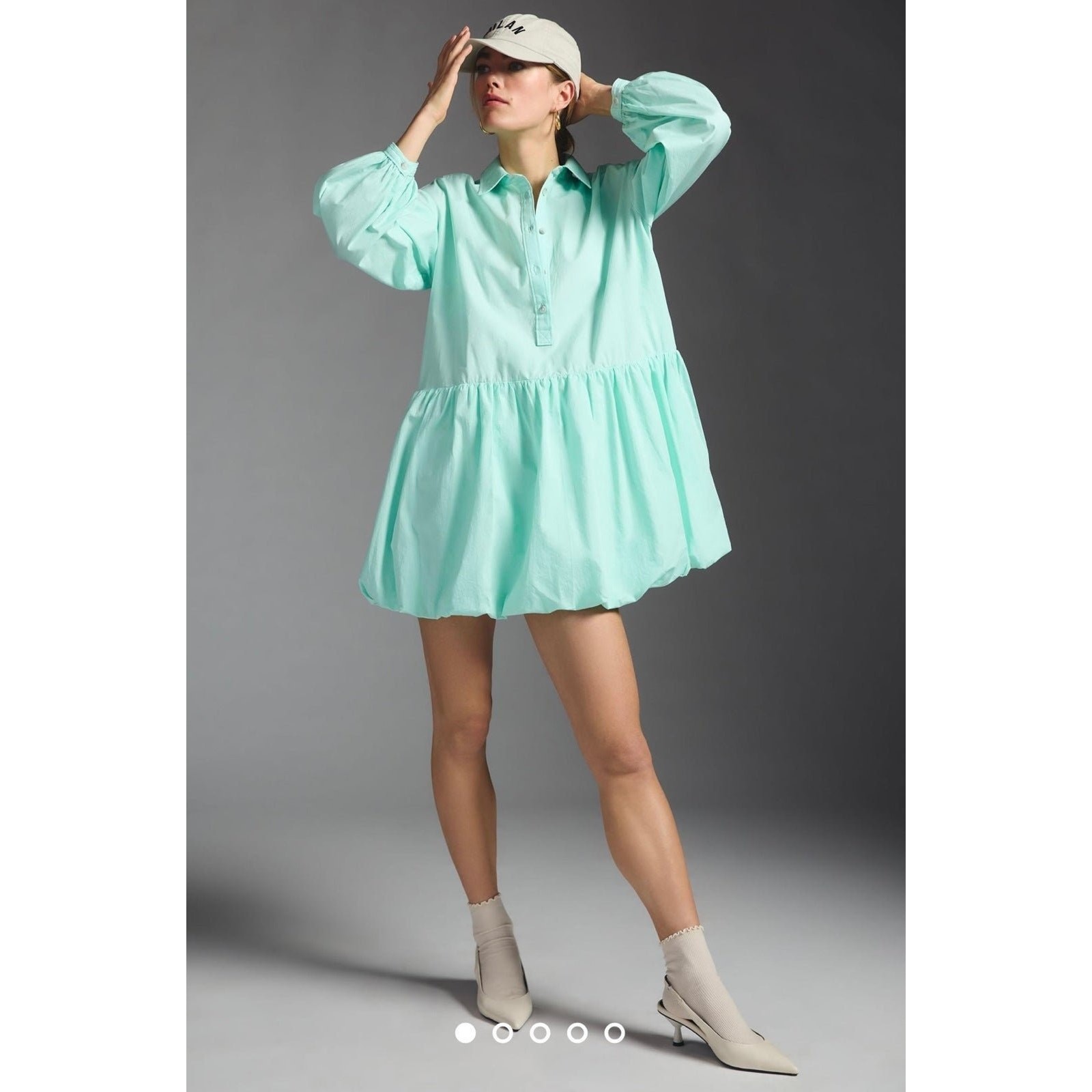 NWT❤️Anthro Maeve Bubble-Hem Shirt Dress szM